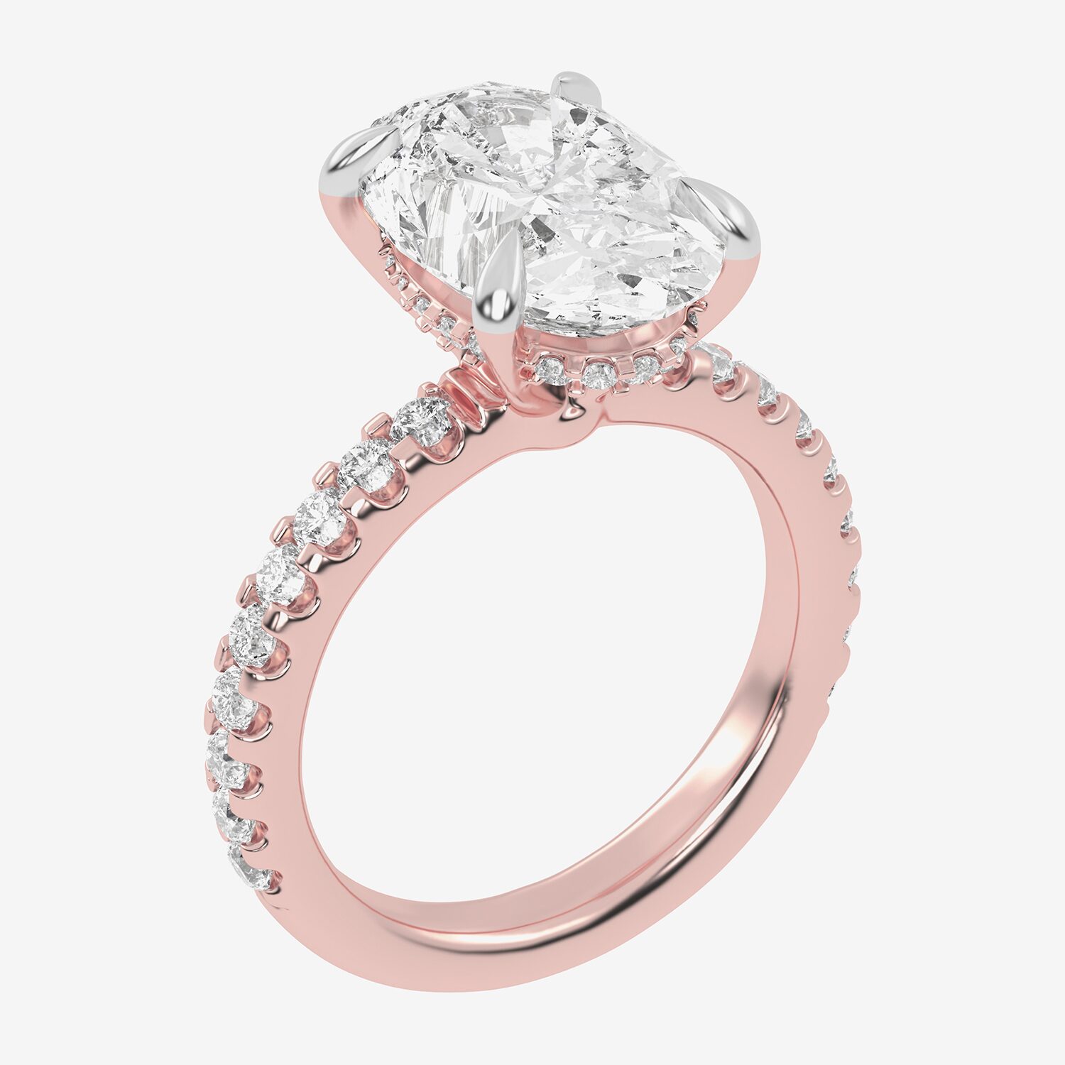 (G-H / Si1-Si2) Womens 2 1/4 CT. T.W. Lab Grown White Diamond 14K Gold Oval Side Stone Engagement Ring
