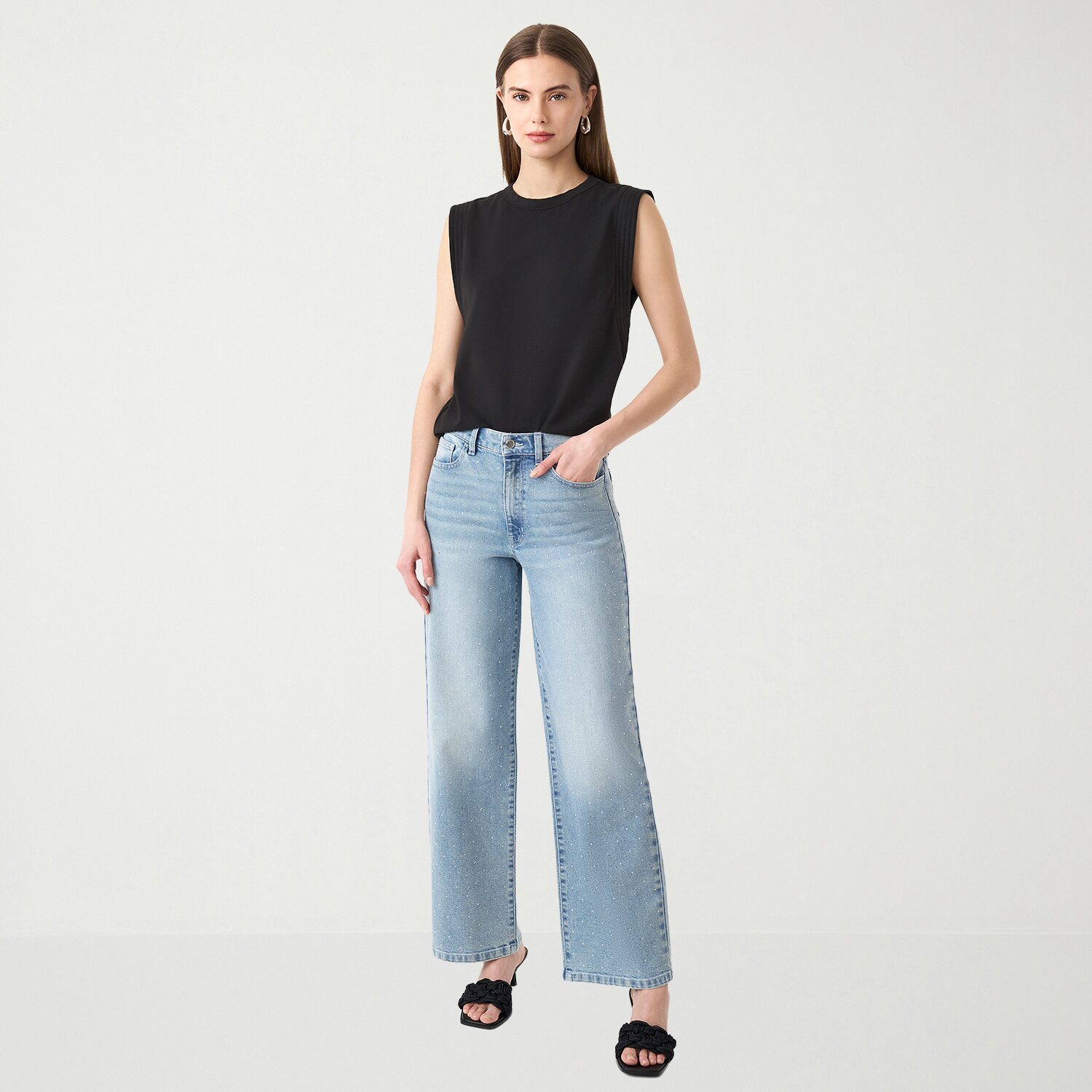 RM Rebecca Minkoff Womens Round Neck Sleeveless T-Shirt