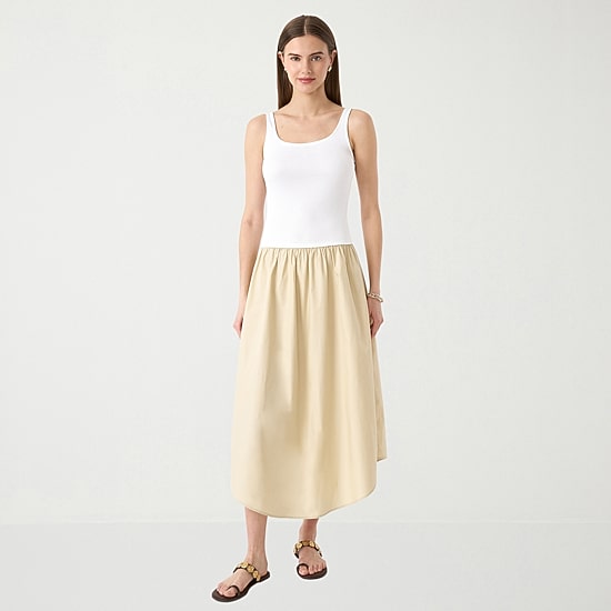 RM Rebecca Minkoff Womens Sleeveless Scoop Neck Midi Drop Waist Dress