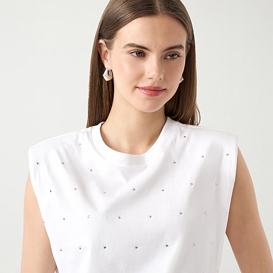 RM Rebecca Minkoff Womens Crew Neck Sleeveless T-Shirt