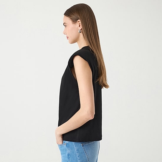 RM Rebecca Minkoff Womens Crew Neck Short Sleeve Tank Top