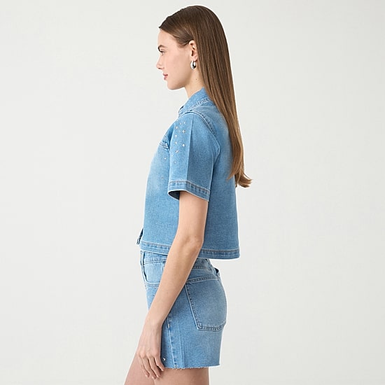 RM Rebecca Minkoff Womens Embellished Button Front Shirt