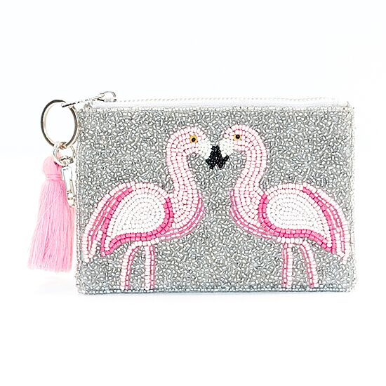 SOL and MER Beaded Flamingo Coin Purse Womens Wallet