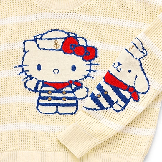 Americana Juniors Womens Crew Neck Long Sleeve Hello Kitty Pullover Sweater