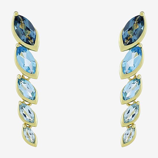 Limited Quantities! Womens Genuine Blue Topaz 14K Gold Over Silver Drop Earrings