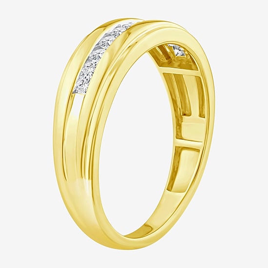 (F / Vs2) Unisex Adult 2 CT. T.W. Lab Grown White Diamond 10K Gold Round Side Stone Wedding Bridal Set