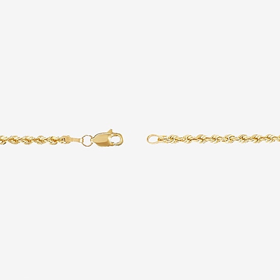 Womens 10K Gold 7.5 Inch Hollow Rope Chain Bracelet