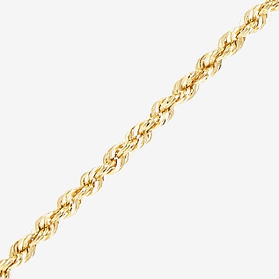 Womens 10K Gold 7.5 Inch Hollow Rope Chain Bracelet