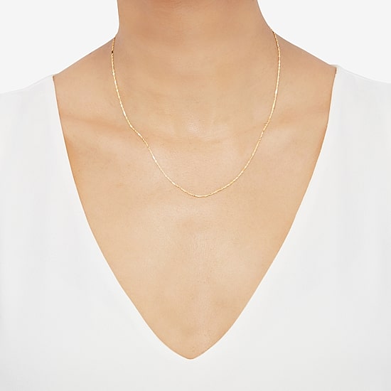 Made in Italy Womens 10K Gold 18 Inch Singapore Chain Necklace
