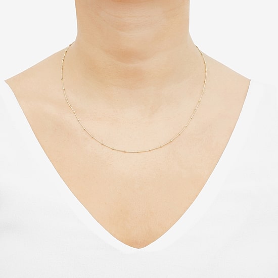Gold Addiction Womens 10K Gold 16 Inch Curb Chain Necklace