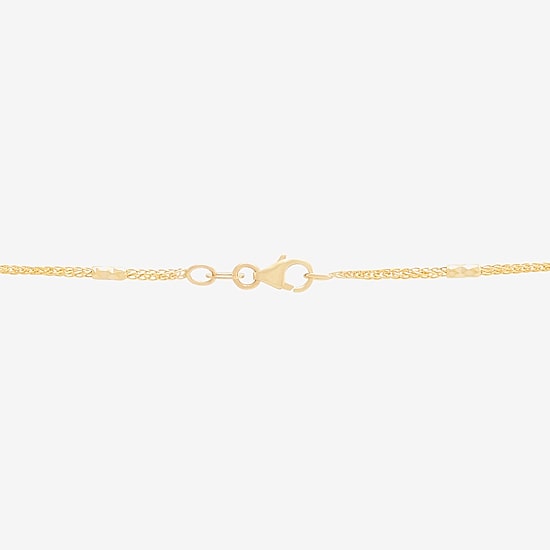 Made in Italy Womens 10K Gold 18 Inch Wheat Chain Necklace
