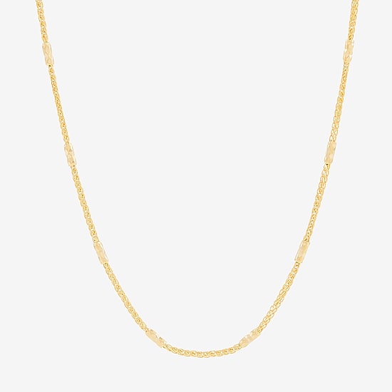 Made in Italy Womens 10K Gold 18 Inch Wheat Chain Necklace