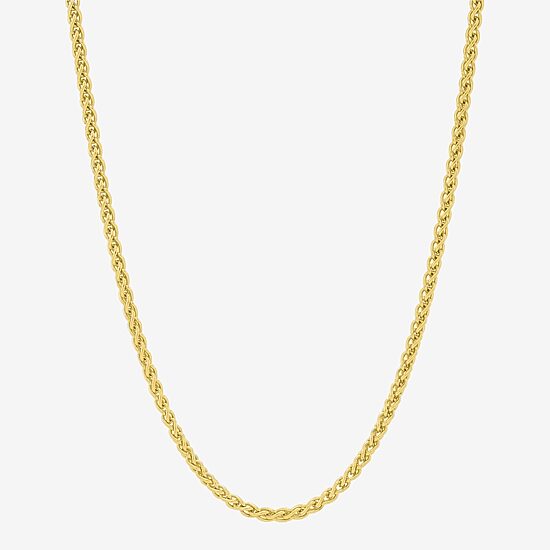 Made in Italy Womens 14K Gold Over Silver 18 Inch Wheat Chain Necklace