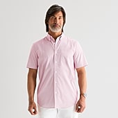 St. John's Bay Performance Poplin Mens Short Sleeve Classic Fit Stretch Fabric Button-Down Shirt