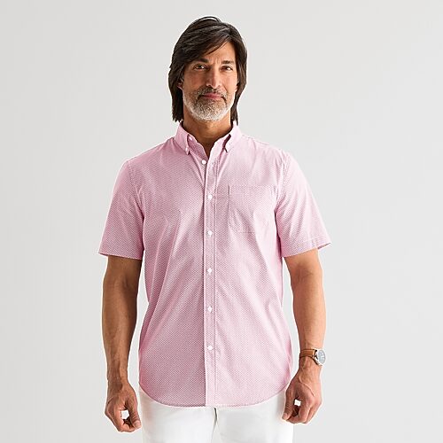 St. John's Bay Performance Poplin Mens Short Sleeve Classic Fit Stretch Fabric Button-Down Shirt, Xx-large, Red