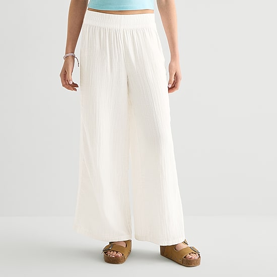 Arizona Womens Juniors Flare Mid Rise Pull-On Pant