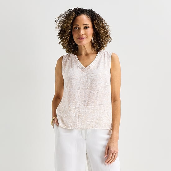 Liz Claiborne Womens V Neck Sleeveless Blouse