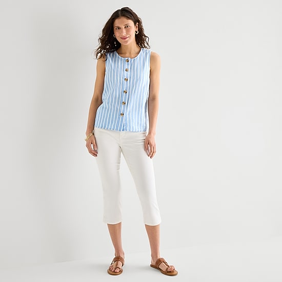 St. John's Bay Womens Round Neck Sleeveless Blouse