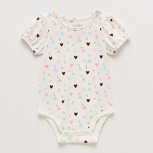 Okie Dokie Baby Girls Round Neck Short Sleeve Bodysuit, 24 Months, White