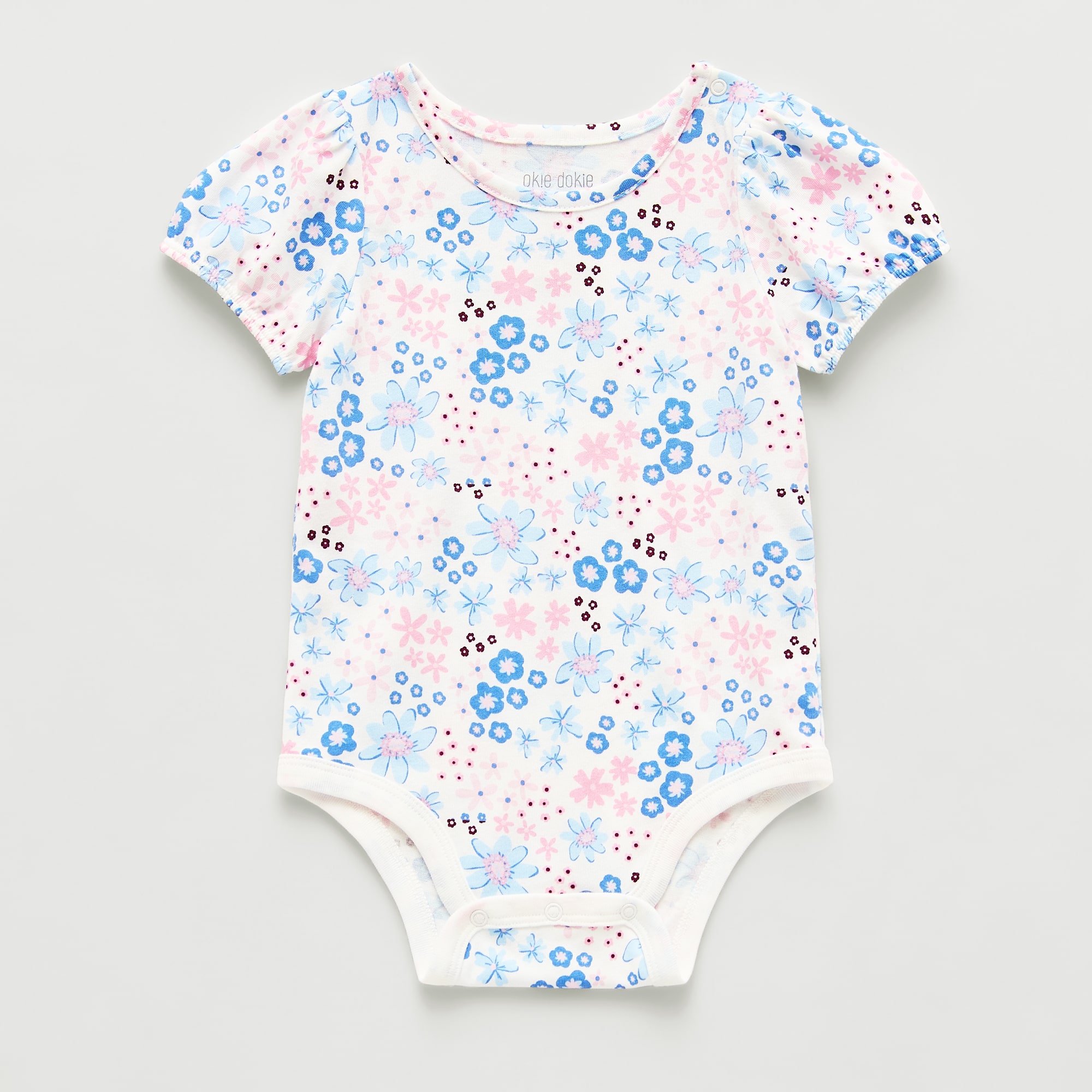 Okie Dokie Baby Girls Round Neck Short Sleeve Bodysuit