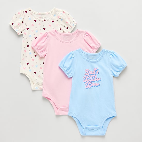 Okie Dokie Baby Girls Round Neck Short Sleeve 3-pc. Bodysuit