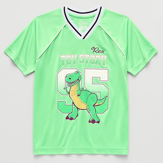 Disney Collection Little & Big Kid Boys V Neck Short Sleeve Regular Fit Rex Toy Story Graphic T-Shirt