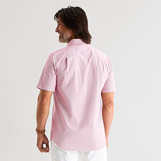 St. John's Bay Performance Poplin Mens Short Sleeve Classic Fit Stretch Fabric Button-Down Shirt