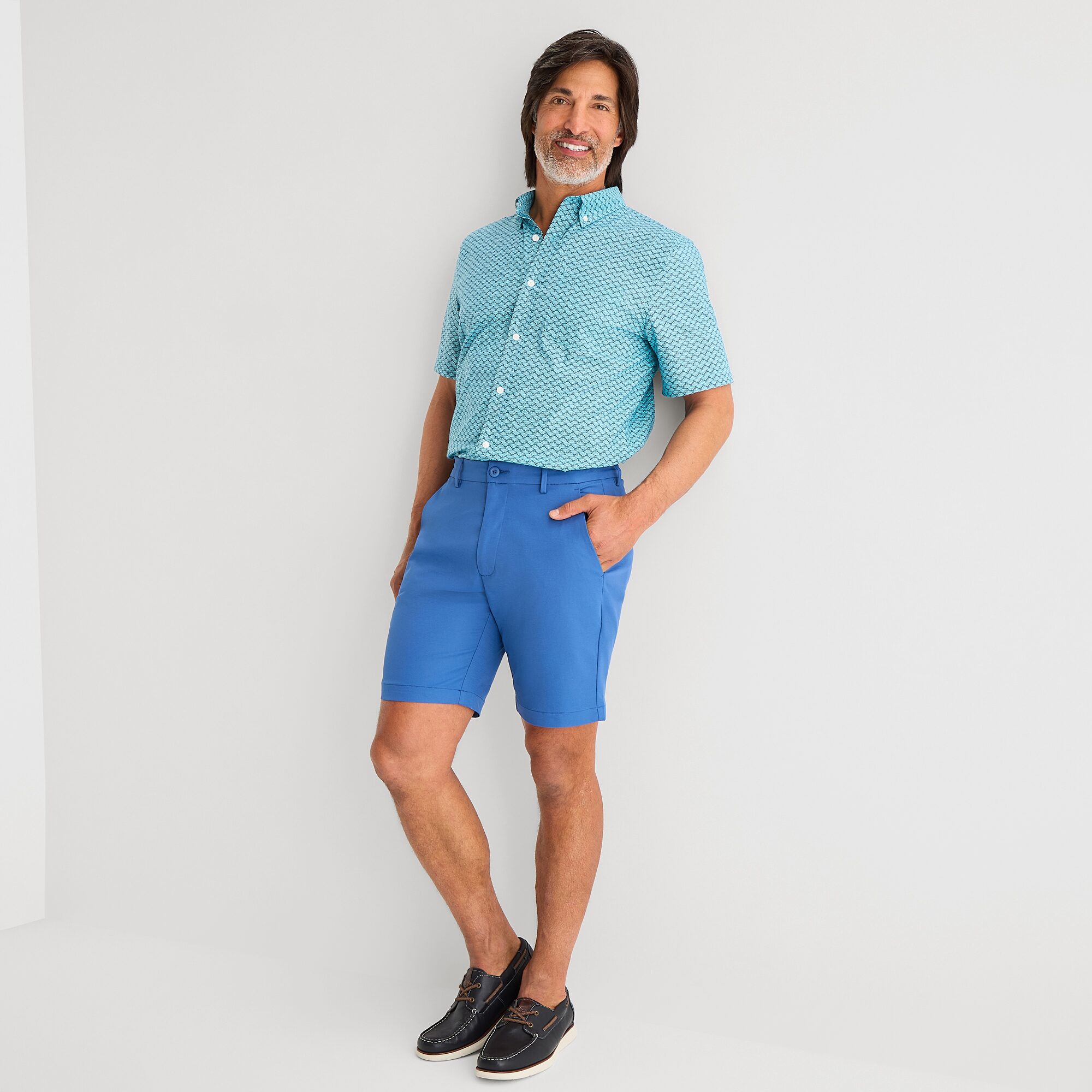 St. John's Bay Performance Poplin Mens Short Sleeve Classic Fit STRETCH FABRIC Button-Down Shirt