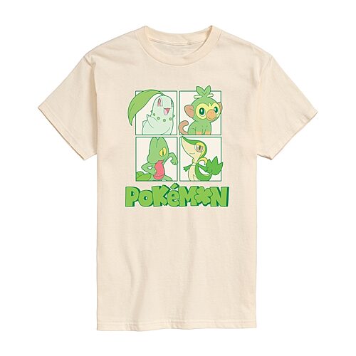 Novelty Mens Crew Neck Short Sleeve Regular Fit Pokemon Graphic T-Shirt, Medium, Beige
