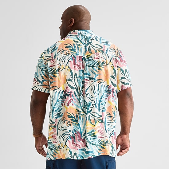 St. John's Bay Button-Down Mens Short Sleeve Big and Tall Camp Shirt