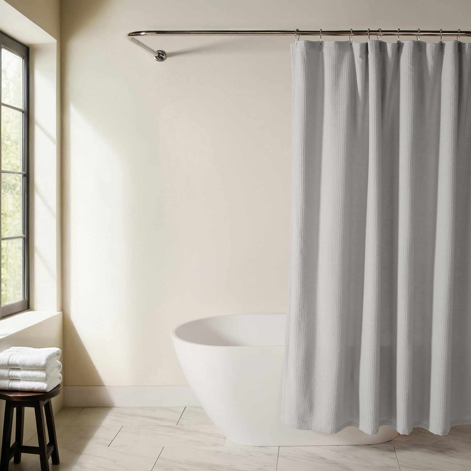 Casual Comfort Cotton Blend Textured Waffle Shower Curtain
