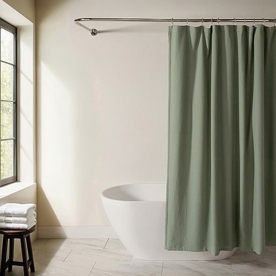 Casual Comfort Cotton Blend Textured Waffle Shower Curtain
