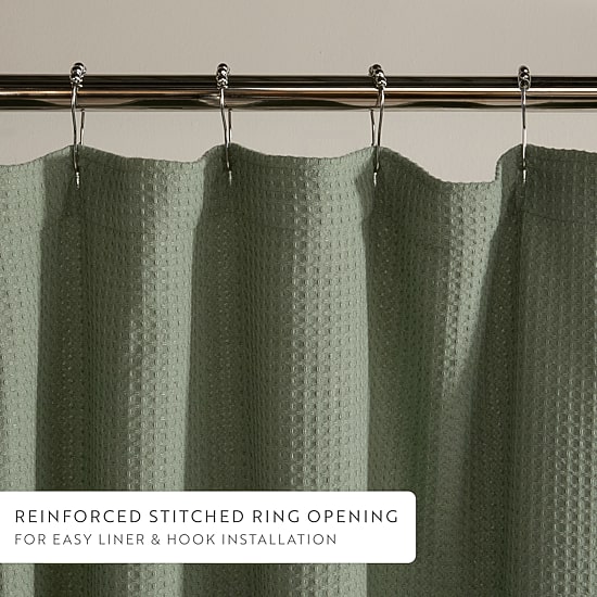 Casual Comfort Cotton Blend Textured Waffle Shower Curtain