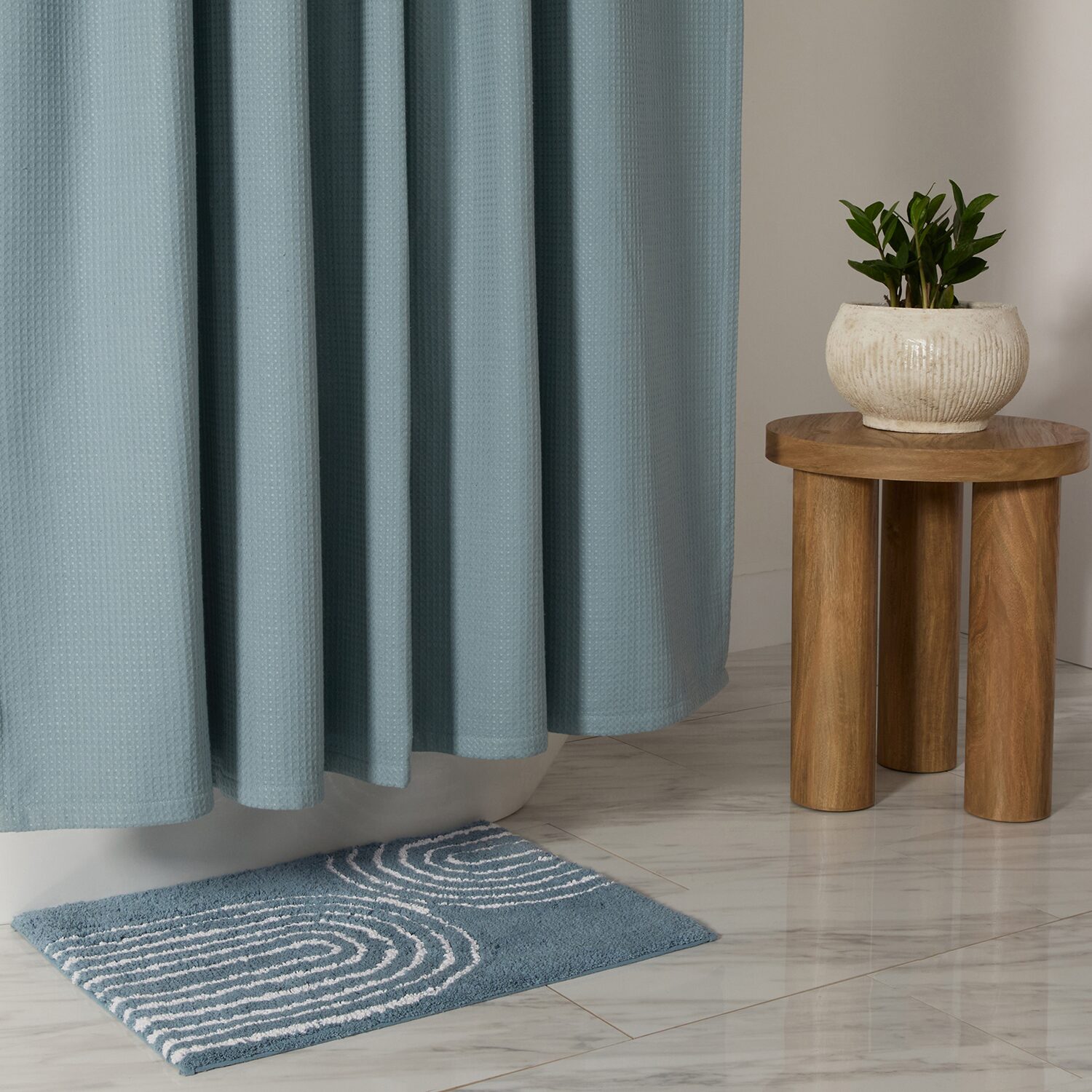 Casual Comfort Cotton Blend Textured Waffle Shower Curtain