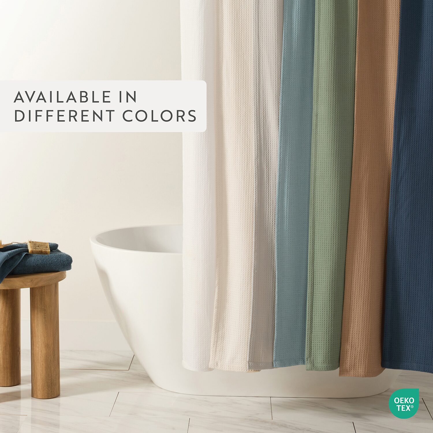Casual Comfort Cotton Blend Textured Waffle Shower Curtain