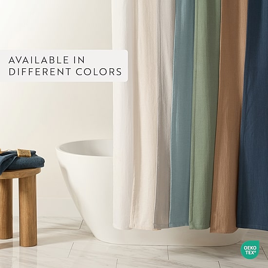 Casual Comfort Cotton Blend Textured Waffle Shower Curtain
