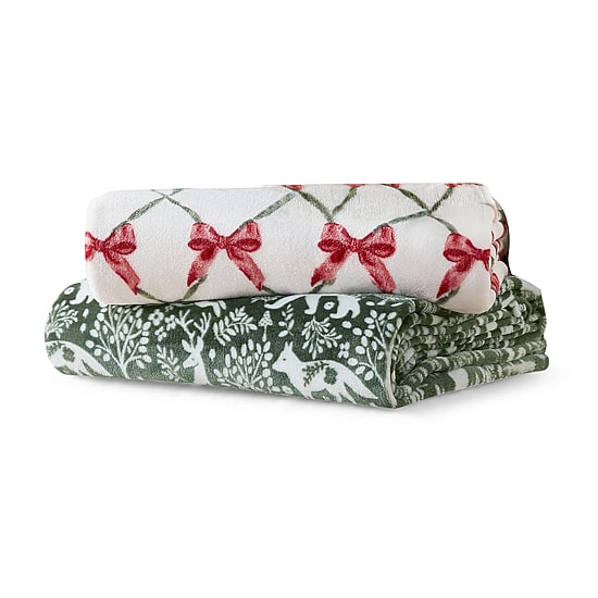 Martha Stewart Printed Seasonal Plush Throw