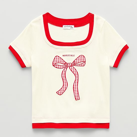 Eyeshadow Big Kid Girls Scoop Neck Short Sleeve Regular Fit Graphic T-Shirt