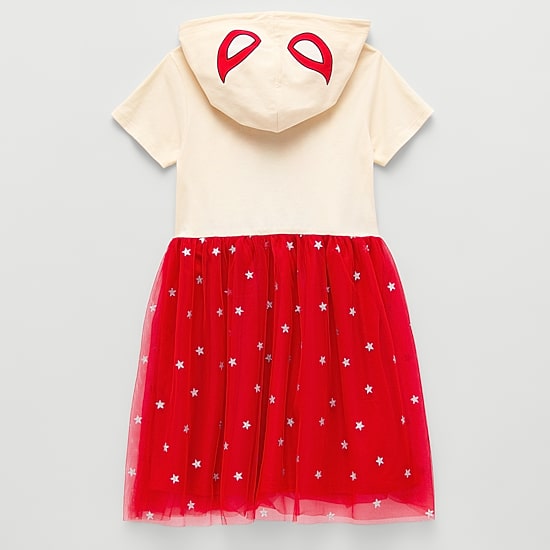 Disney Collection Little & Big Kid Girls Cap Short Sleeve Marvel Spiderman A-Line Dress