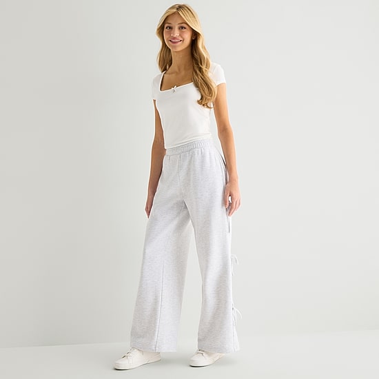 Forever 21 Womens Juniors Wide Leg Mid Rise Pull-On Pant