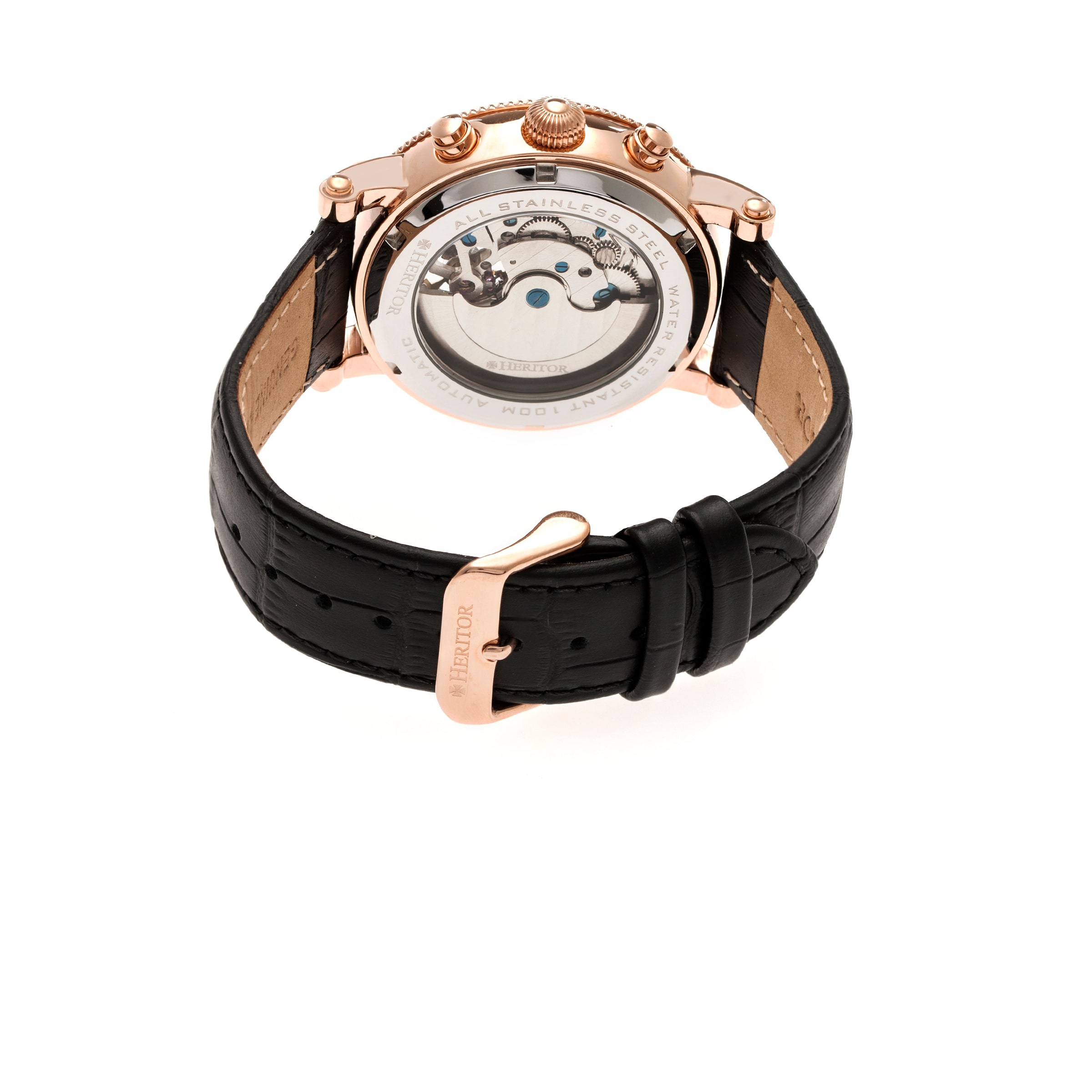 Heritor Automatic Winston Mens Automatic Black Leather Strap Watch Herhr5205
