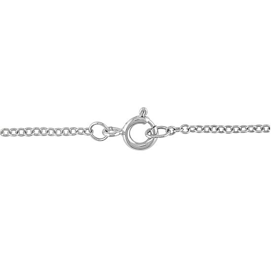 Womens Diamond Accent Genuine Blue Aquamarine Sterling Silver Heart 18 Inch Pendant Necklace