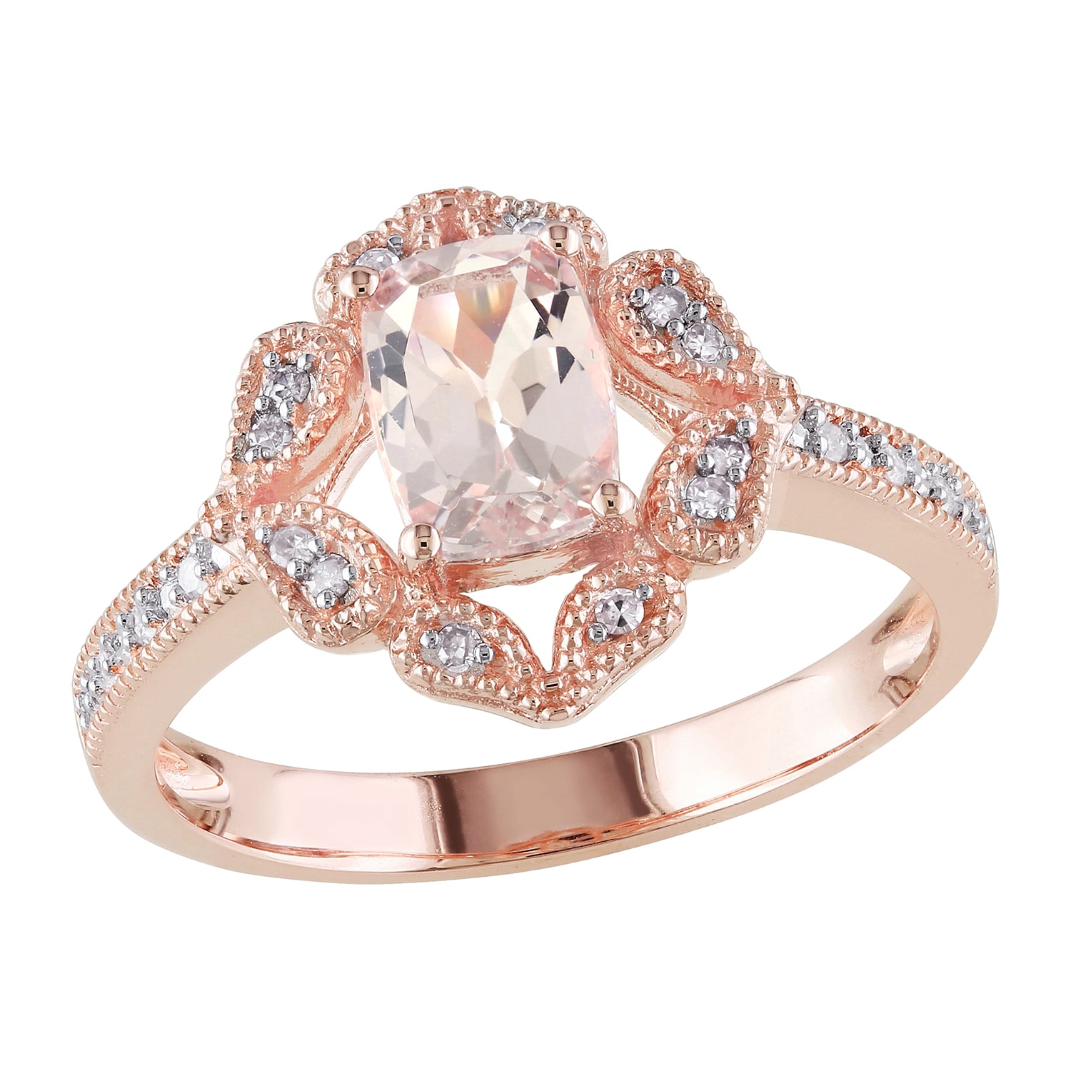 Womens 1/10 CT. T.W. Genuine Pink Morganite 10K Gold Cocktail Ring