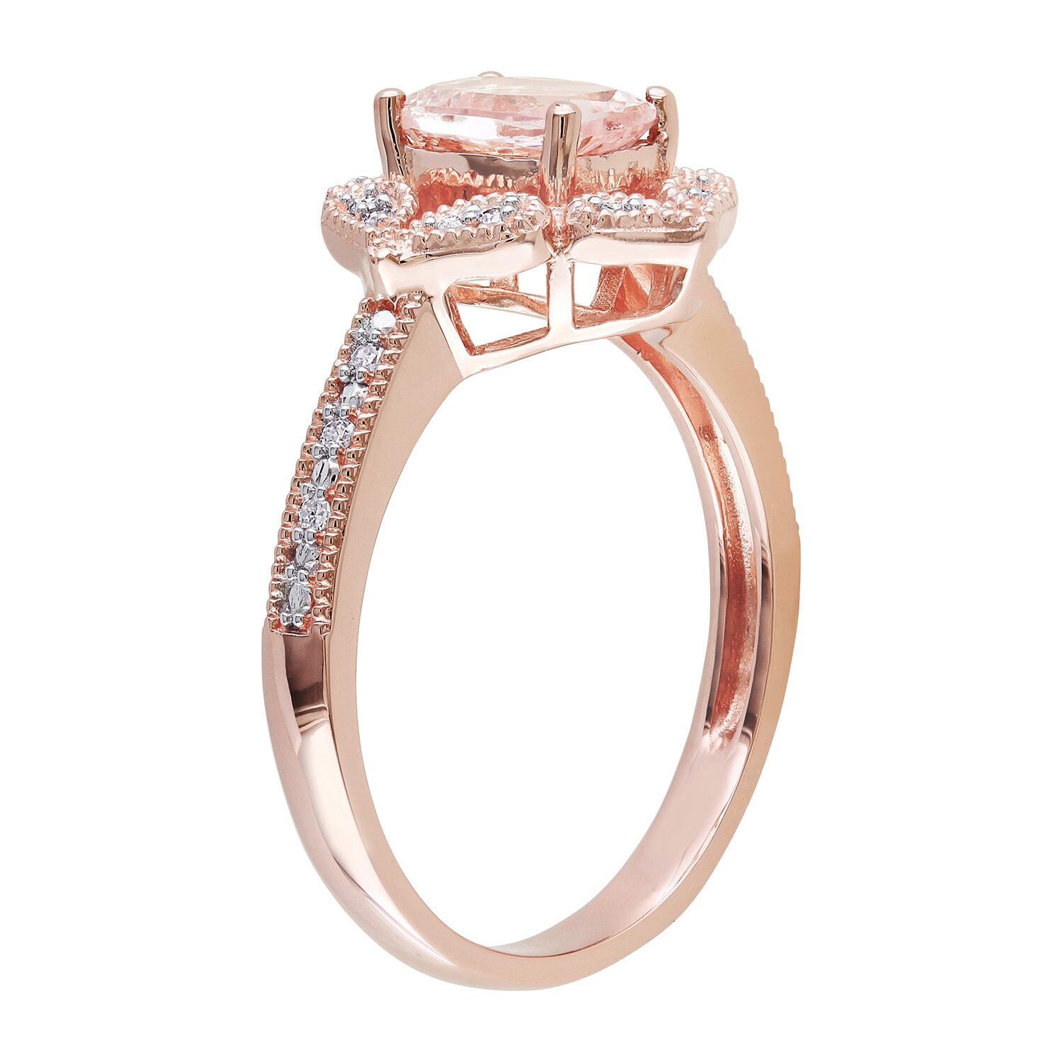 Womens 1/10 CT. T.W. Genuine Pink Morganite 10K Gold Cocktail Ring