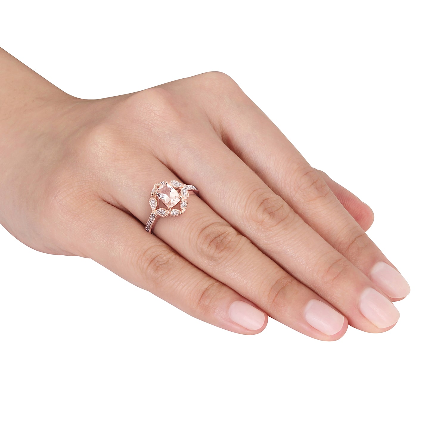 Womens 1/10 CT. T.W. Genuine Pink Morganite 10K Gold Cocktail Ring