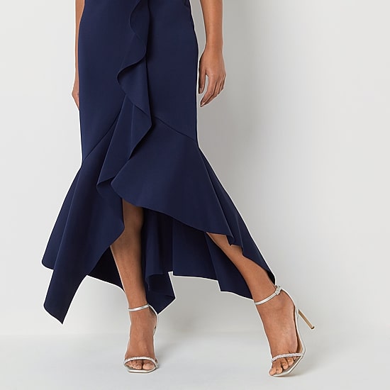 DJ Jaz Womens High-Low V Neck Sleeveless Evening Gown