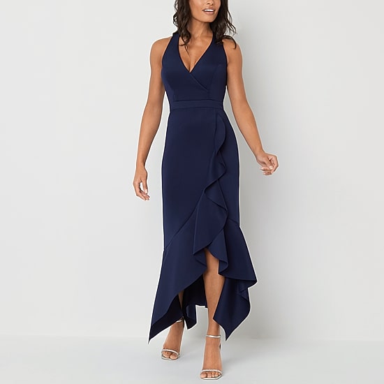 DJ Jaz Womens High-Low V Neck Sleeveless Evening Gown