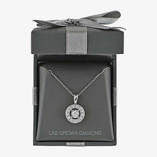 (H-I / Si2) Womens 1 CT. T.W. Lab Grown White Diamond 10K Gold Round 18 Inch Pendant Necklace