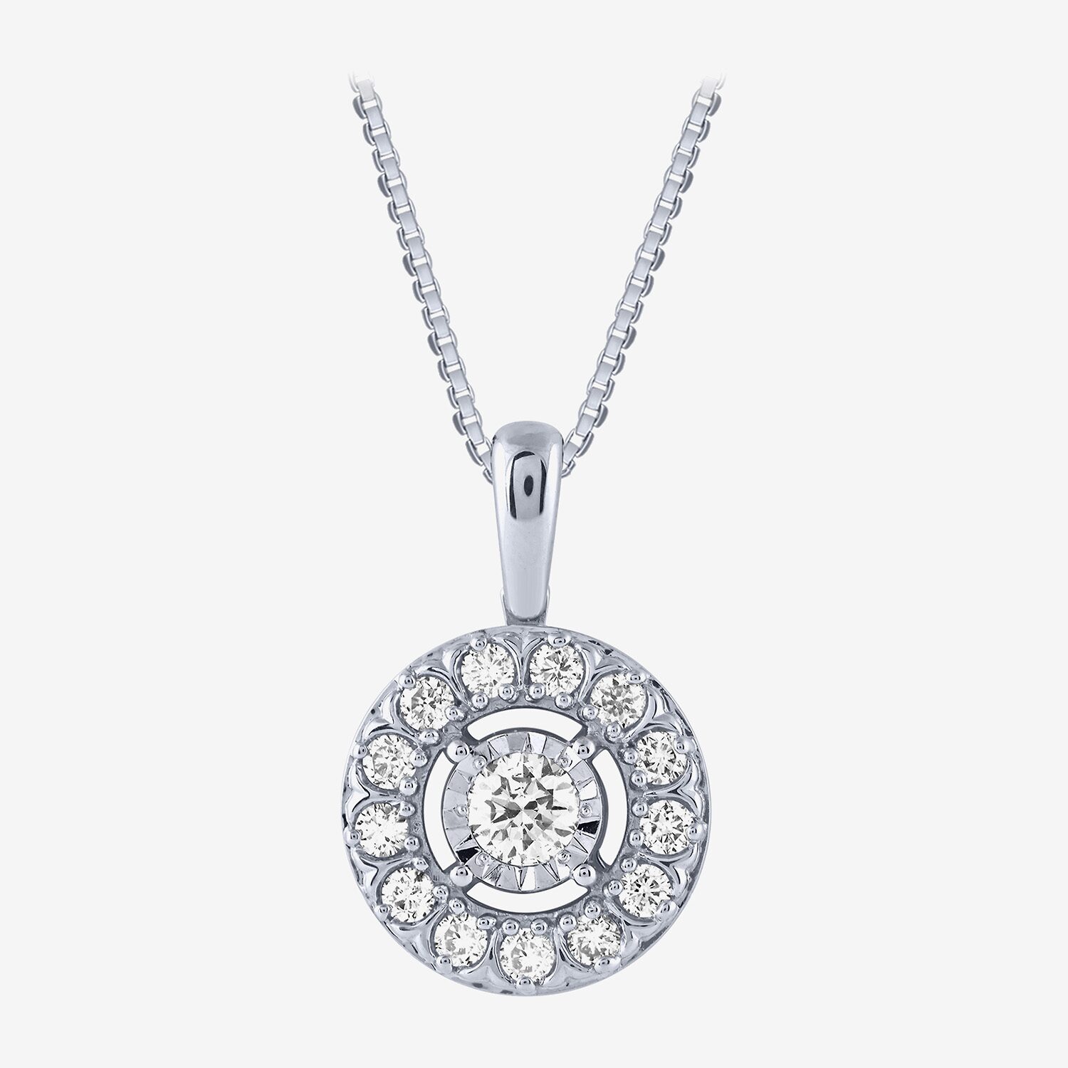 (H-I / Si2) Womens 1 CT. T.W. Lab Grown White Diamond 10K Gold Round 18 Inch Pendant Necklace