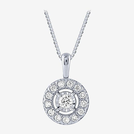 (H-I / Si2) Womens 1 CT. T.W. Lab Grown White Diamond 10K Gold Round 18 Inch Pendant Necklace